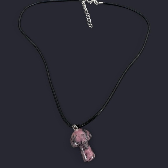 Rhodonite Mushroom Pendant Necklace - Picture 4 of 4